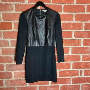 Women's Helmut Lang Dress Black Size Small Leather - Long Sleeve